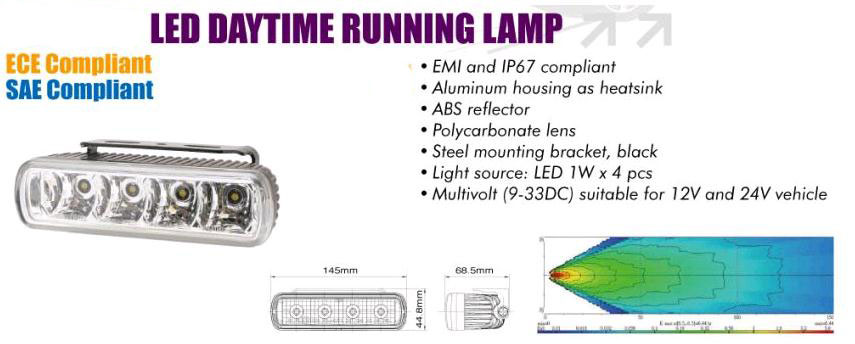 LED Daytime Running Lamps, Alu Housing 145mm